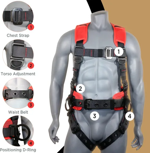 Miniatura 25 de Kit de arnés de protección contra caídas cómodo AFP Demon – Arnés de seguridad de cuerpo completo OSHA/ANSI PPE para trabajo de construcción