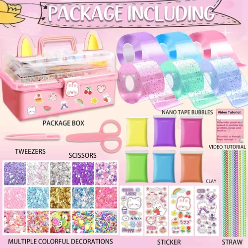 Miniatura 2 de BENWIL - Kit de burbujas de nano cinta para niños, kit de fabricación de nano cinta, tutoriales en video paso a paso