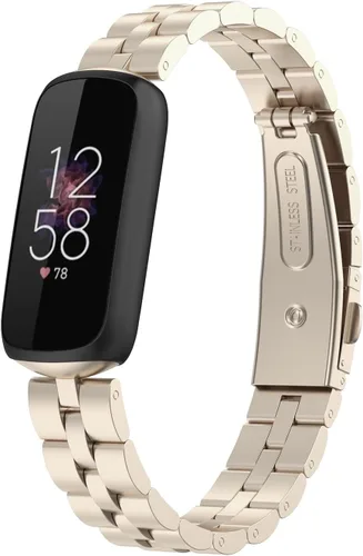 Miniatura 10 de FitTurn Correas compatibles con Fitbit Luxe Metal acero inoxidable correa de reloj de repuesto clásica duradera de enlace sólido accesorio hebilla