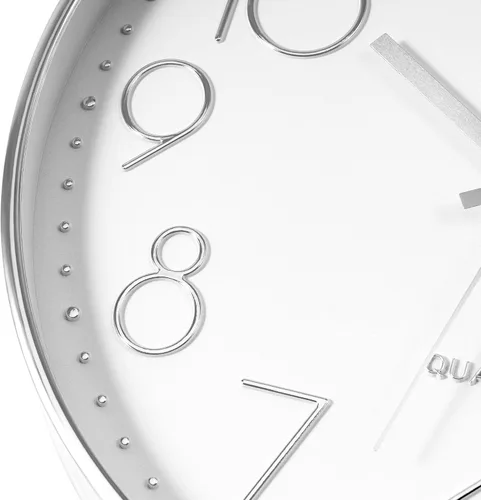 Miniatura 8 de Foxtop Reloj de pared plateado silencioso sin tictac, funciona con pilas, redondo, moderno, para oficina, escuela, hogar, sala de estar, dormitorio