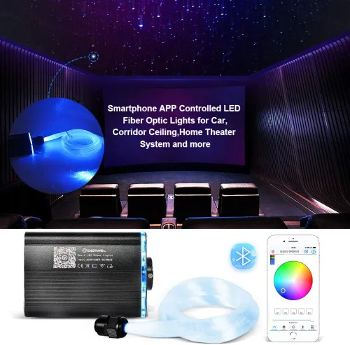 Miniatura 2 de GIDERWEL Luz inteligente de fibra óptica controlada por aplicación, kit de techo RGBW Starlight con control remoto, 200 cables de fibra óptica