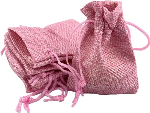 Miniatura 38 de Palmhomee Paquete de 20 bolsas de regalo de arpillera con cordón, bolsas de joyería de lino, bolsas de yute de boda para joyas y bolsas