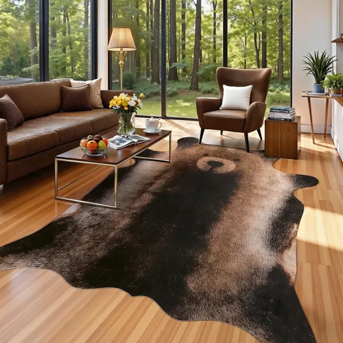 Miniatura 12 de Alfombra de piel de vaca sintética AROGAN, alfombra premium con estampado de vaca para decoración occidental boho, piel de vaca para dormitorio