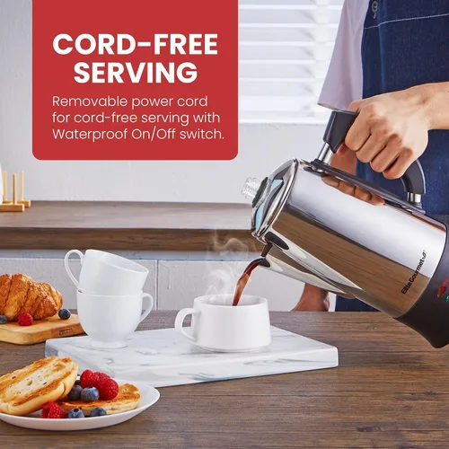 Miniatura 4 de Elite Gourmet EC923 Cafetera Percoladora Eléctrica, Libre de BPA, Mantiene Caliente, Perilla Transparente de Progreso de Preparación, Mango de Toque