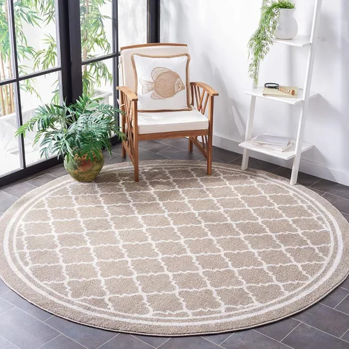 Miniatura 10 de Safavieh Amherst Collection AMT422B - Alfombra para interiores y exteriores, color gris claro y beige Azul marino/beige