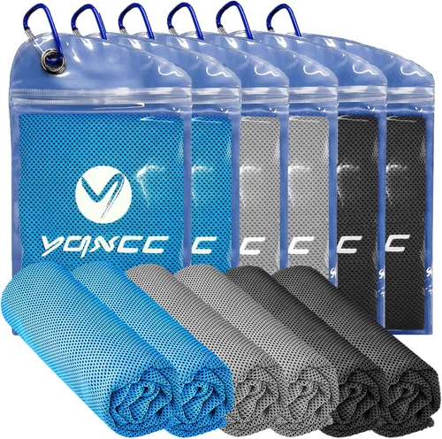 Miniatura 11 de YQXCC Toallas refrescantes Paquete de 4 unidades de 47 x 12 pulgadas Hielo fresco para cuello Microfibra suave transpirable para yoga, Gris