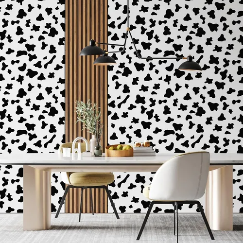 Miniatura 4 de Papel de contacto con puntos blancos y negros, papel tapiz con diseño de vaca para despegar y pegar, autoadhesivo, lindo papel de pared extraíble