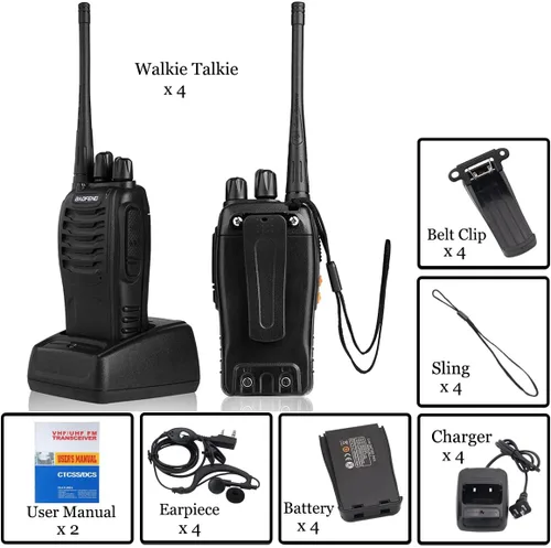 Miniatura 7 de Baofeng Walkie Talkies - Radios bidireccionales de largo alcance con auriculares, paquete de 4 unidades UHF recargables de mano BF-888s Walkie