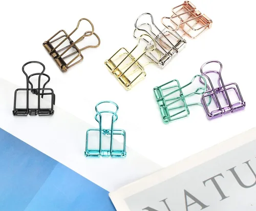 Miniatura 6 de 16 clips huecos para carpeta, 8 colores, diseño de esqueleto, abrazaderas de papel para oficina, escuela, hogar, organizar documentos, archivos