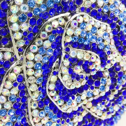 Miniatura 7 de Boutique De FGG Bolso de mano de cristal rosa para mujer, bolso de noche con flores, para boda, fiesta, graduación, novia, con diamantes