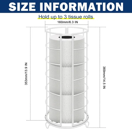 Miniatura 2 de NearMoon soporte organizador de papel higiénico, soporte de pie para 3 rollos de almacenamiento de tisú, accesorio de baño de metal, soporte