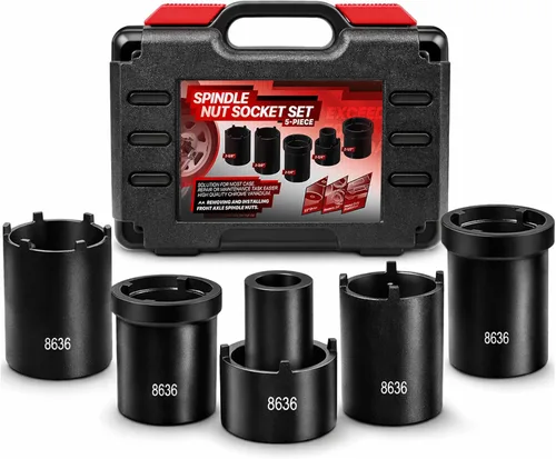 Miniatura 8 de Kit de Herramientas de Llaves de Tuerca de Husillo 5 Piezas Juego de Llaves de Tuerca de Bloqueo de Cubo de Eje 1/2" Drive Extractor Instalador