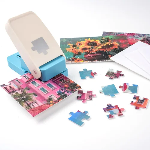 Miniatura 7 de CYFUN DESIGN Fabricante de rompecabezas con 10 piezas de espuma adhesiva y cortador de fotos, punzonadora de papel DIY, punzonadora artesanal