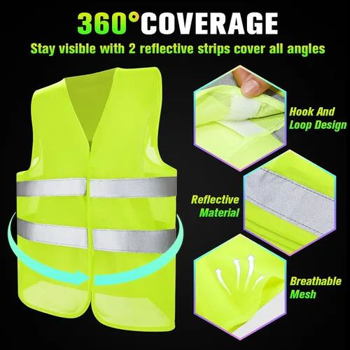 Miniatura 3 de JaGely Chaleco de seguridad de alta visibilidad, chaleco de seguridad de malla reflectante a granel para hombres y mujeres, trabajo, ciclismo