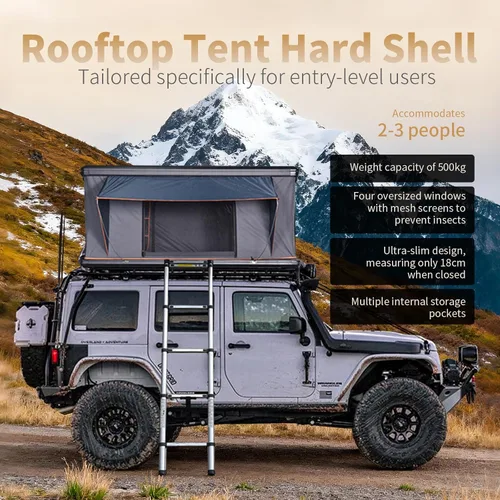 Miniatura 7 de Tienda de Campaña de Cáscara Dura - Tienda para Acampar al Aire Libre para Auto 2-3 Personas, Camioneta, Sedán, SUV, Resistente al Agua, Lágrima