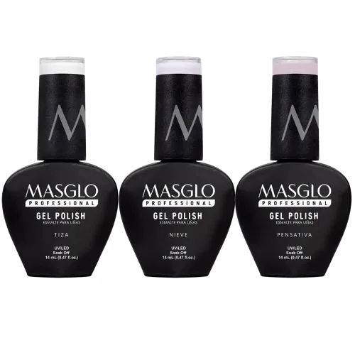 Miniatura 8 de MASGLO Kit de esmalte de gel, encanto auténtico, 3 tonos rebeldes apagados, manicura semipermanente UV/LED vegana, uso de 30 días, acabado de borde