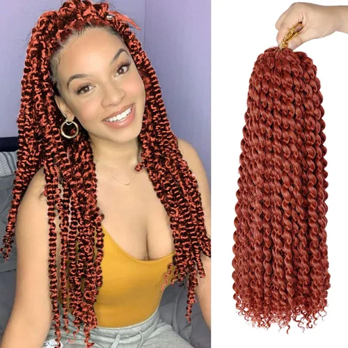 Miniatura 37 de Pelo de Passion Twist – 8 paquetes de 18 pulgadas Passion Twist Crochet para mujeres, cabello rizado pretrenzado Passion Twists extensiones de #2