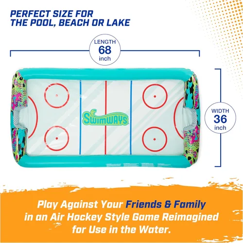 Miniatura 3 de SwimWays Hydro Hockey - Juego de mesa de hockey acuático inflable flotante, juguete de piscina para niños de 5+ años Hockey inflable