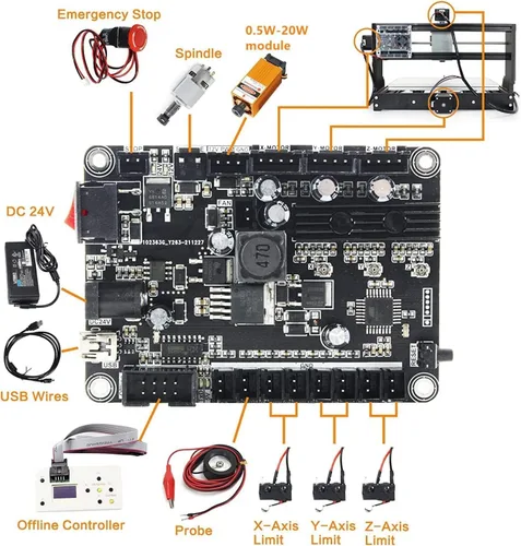 Miniatura 6 de CNCTOPBAOS Fresadora CNC 1610 PRO, con controlador GRBL fuera de línea, 3 ejes de escritorio DIY Mini CNC Router Kit Grabado Tallado PVC, PCB