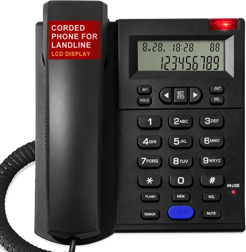 Miniatura 13 de Uvital Teléfono de botón grande para personas mayores, teléfono fijo para ancianos con botones grandes, 2 teclas de marcación rápida de un solo