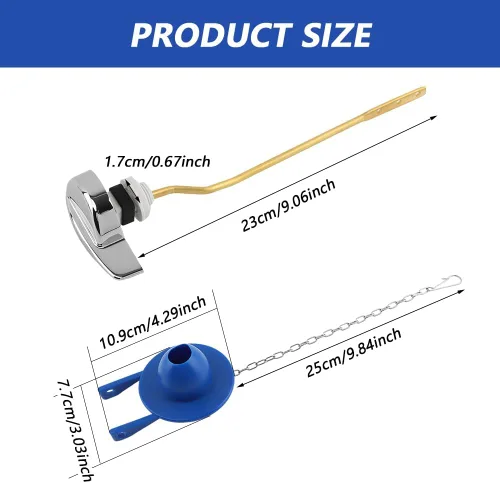 Miniatura 2 de Kit universal de repuesto para mango de inodoro con aleta universal de 2 pulgadas, cadenas de acero inoxidable, palanca de viaje de inodoro
