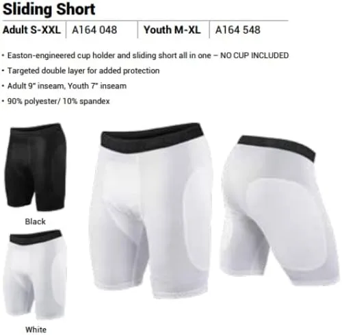 Miniatura 3 de Easton Youth Sliding Short Black & White Options Youth Sizes