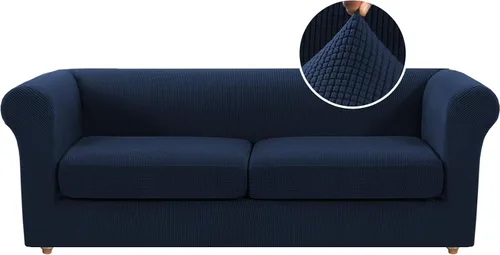 Miniatura 18 de Funda para silla Chesterfield de 2 piezas para sofá de 1 cojín, fundas para silla de brazo alto, 1 asiento, alta elasticidad, lavable, protector