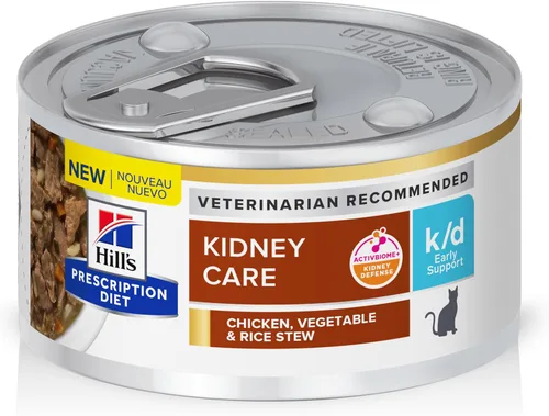 Miniatura 19 de Hill's Prescription Diet k/d Kidney Care with Chicken Wet Cat Food, dieta veterinaria, latas de 5.5 onzas, paquete de 24