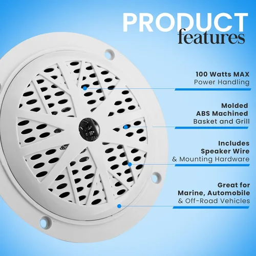 Miniatura 7 de Pyle Altavoces marinos duales de 4 pulgadas, resistente al agua y a la intemperie, sistema de sonido estéreo de audio para exteriores con cono