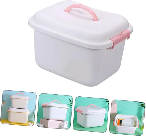 Miniatura 7 de Alipis Caja de plástico para medicina, gabinete de almacenamiento de medicamentos, caja de almacenamiento portátil, organizador de plástico