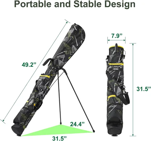 Miniatura 7 de Golf Stand Bag, 2 Way Dividers Golf Bag, Sunday Golf Bag Lightweight Par 3 Golf Bag, Pitch and Putt Youth Golf Bag with Multiple Storage Pockets for