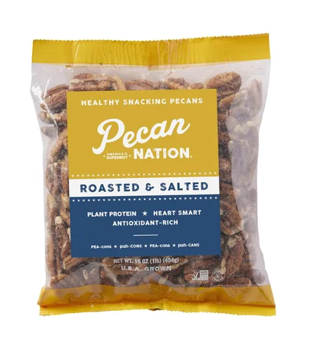 Pecan Nation Nueces de nueces de Georgia tostadas y saladas, 16 onzas, naturales, sin conservantes, ricas en antioxidantes, bajas en carbohidratos,
