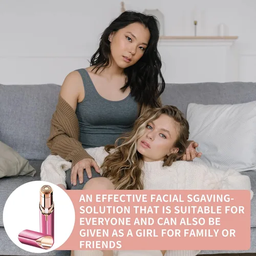 Miniatura 7 de Removedor de vello facial para mujeres, como se ve en la televisión, afeitadora facial sin dolor, mini removedor de pelo, afeitadora eléctrica Rojo