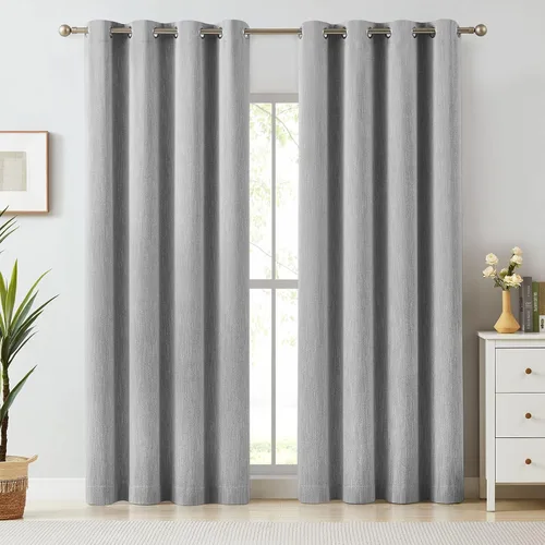 Miniatura 28 de Melodieux Elegantes cortinas opacas de algodón para oscurecer la habitación, para sala de estar, dormitorio, con aislamiento térmico, paneles