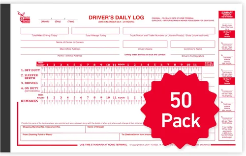 Miniatura 14 de Cuadernos de bitácora diaria del conductor para conductores de camiones con recapitulación de 7 y 8 días - 35 conjuntos de formularios por cuaderno