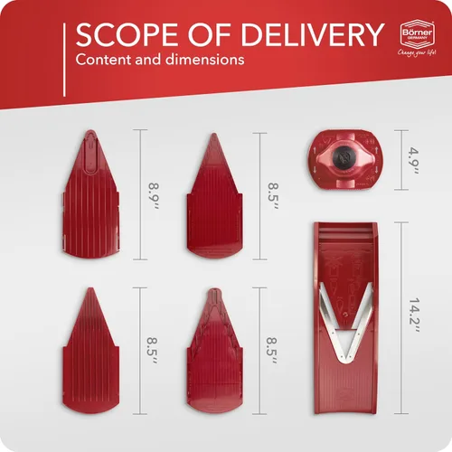 Miniatura 7 de BORNER V Mandoline Slicer Kitchen V1 ClassicLine Starter Set Börner - Calidad fabricada en Alemania, color: rojo