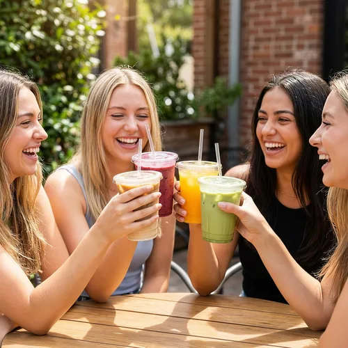 Miniatura 8 de Astomi Vasos de plástico desechables de 10 onzas, tazas de café helado transparentes con tapas y pajitas, vasos de plástico resistentes y seguros