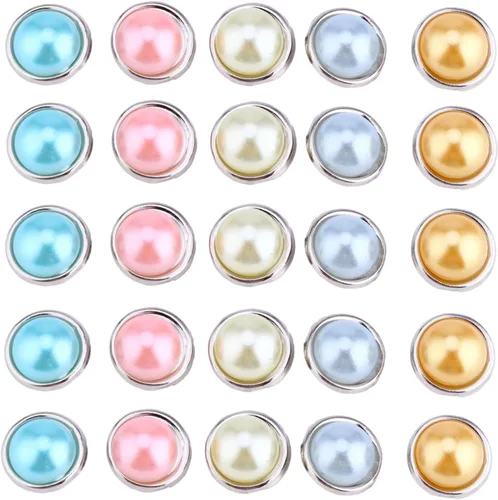 Miniatura 5 de EXCEART 50 piezas de pernos decorativos de perlas, suministros para álbumes de recortes, sujetadores con tachuelas, adornos para álbumes