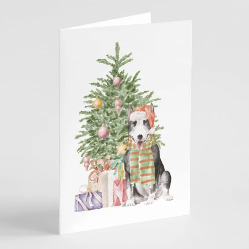Miniatura 70 de Caroline's Treasures CK8213GCA7P Bulldog, Bulldog Inglés #2 - Tarjetas de felicitación y sobres de árbol de Navidad, paquete de 8 tarjetas en blanco