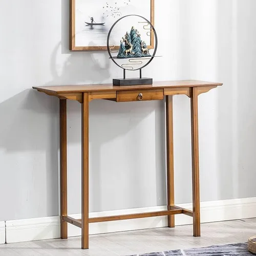 Miniatura 4 de Mesa consola, mesa de consola moderna de mediados de siglo, rectangular, color marrón oscuro, mesa de pasillo, mesa de sofá para entrada, pasillo