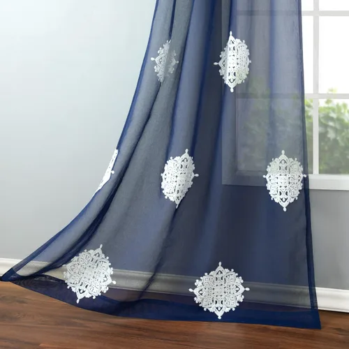 Miniatura 17 de VOGOL Cortinas traslúcidas de 84 pulgadas de largo, cortinas traslúcidas blancas con bordado floral europeo para sala de estar, comedor, bolsillo