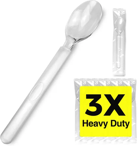 Miniatura 12 de 3X Horquillas de plástico transparente resistentes envueltas individualmente, resistentes como cubiertos de plata, paquete de 100 horquillas