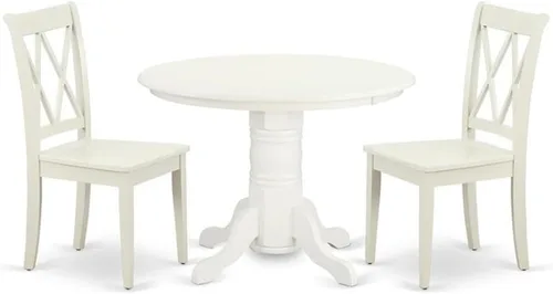 Miniatura 11 de East West Furniture SHCL3-BLK-C - Juego de mesa de comedor moderno de 3 piezas que contiene una mesa de cocina redonda con pedestal y 2 sillas