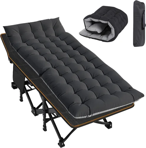 Miniatura 35 de Slsy Catre de camping plegable para adultos con almohadilla, catres de dormir portátiles acolchados, cama de campamento con bolsa de transporte