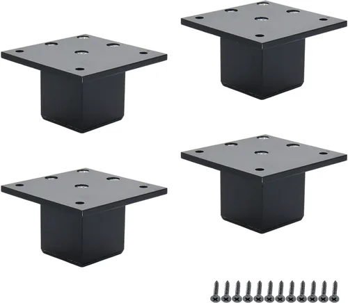 Wealrit 4 patas de metal para muebles, patas de gabinete de tubo cuadrado de 2 pulgadas de alto, patas de soporte de mesa, patas de nivelación para