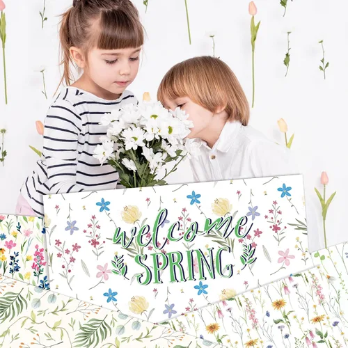 Miniatura 5 de Paquetes de papel con patrón floral, 24 hojas/12 diseños, papel de manualidades de doble cara, cartulinas de flores de primavera de acuarela