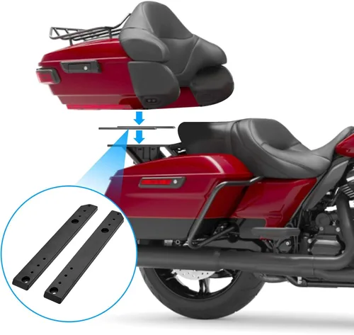Miniatura 3 de Adjustable 1"-3" Relocator Kit Mount Extend Plate Trunk Luggage Rack Compatible with Harley Touring Road King Street Glide Trikes Tri Glide 2014-UP