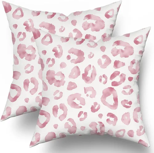 Miniatura 20 de Juego de 2 fundas de almohada con estampado de leopardo gris aguamarina de 16 x 16 pulgadas, diseño de guepardo gris acuarela y blanco, fundas