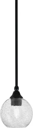 Miniatura 5 de Toltec Lighting Tallo Colgado Mini colgante, acabado de cobre negro, 3.5" cuadrado humo burbuja vidrio