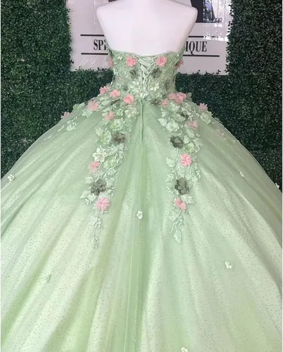 Miniatura 5 de Zhangyo Sweetheart Sweet 16 Vestidos de quinceañera para niñas vestido de baile de tul sin tirantes hinchados para mujer CXL040